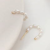 Hannah Freshwater Pearl Hoop Earrings in Gold