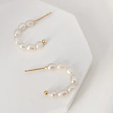 Hannah Freshwater Pearl Hoop Earrings in Gold