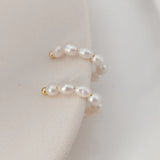 Hannah Freshwater Pearl Hoop Earrings in Gold