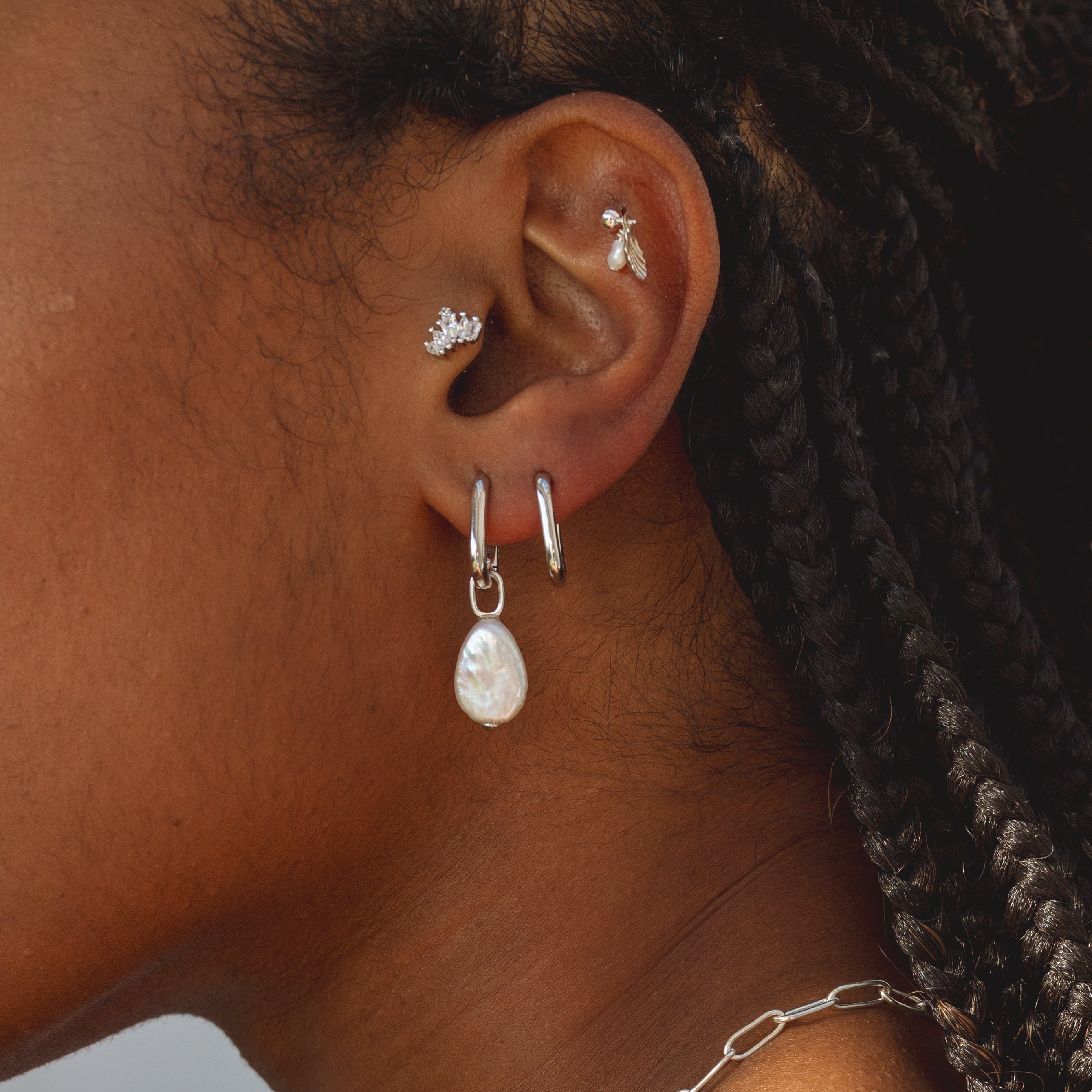 Mini Rectangle Hoop - Silver