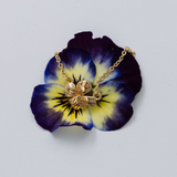 Violet Birth flower Necklace Gold on flower