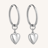 Baby Heart Hoops Large - Silver