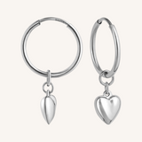 Baby Heart Hoops Large - Silver