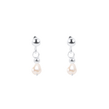 Ruby Pearl Drop Earrings in Silver