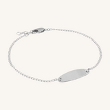 Engravable Oval Charm Bracelet - Silver