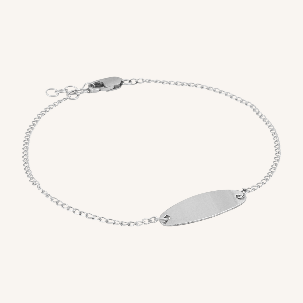 Engravable Oval Charm Bracelet - Silver