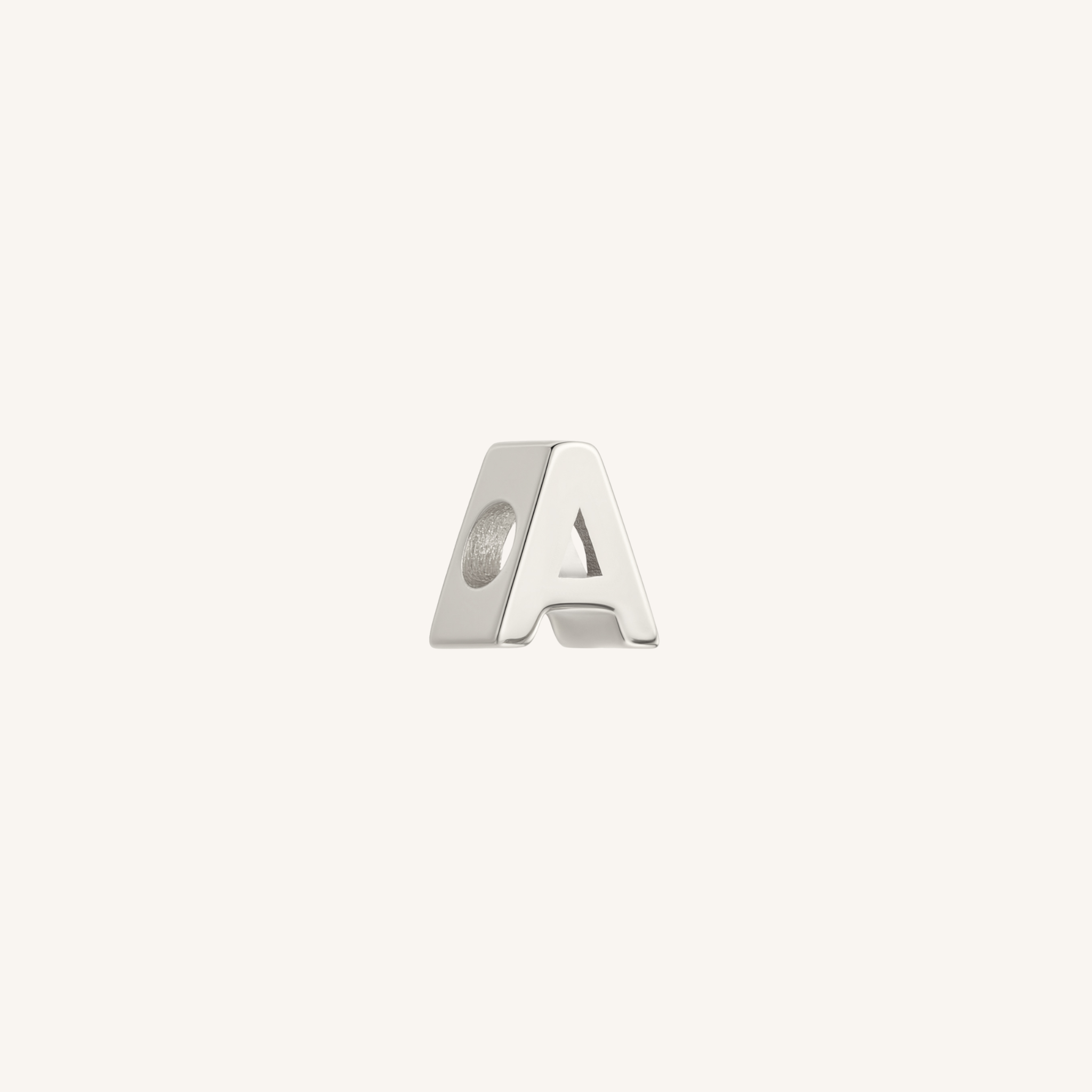 Letter A charm in silver