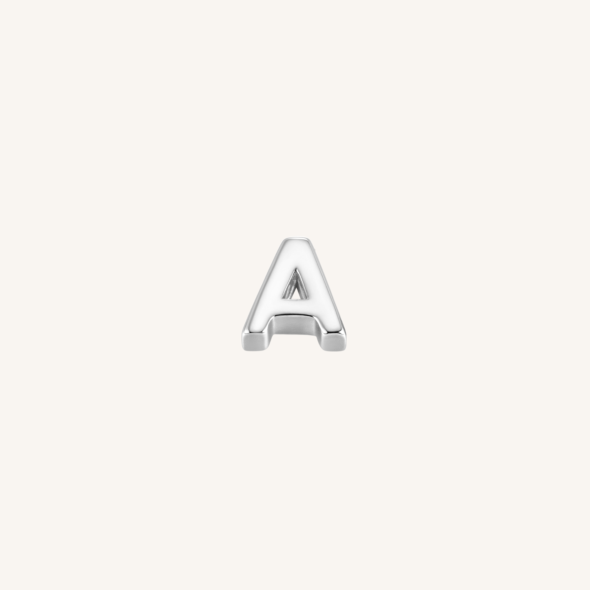 Letter A charm in silver