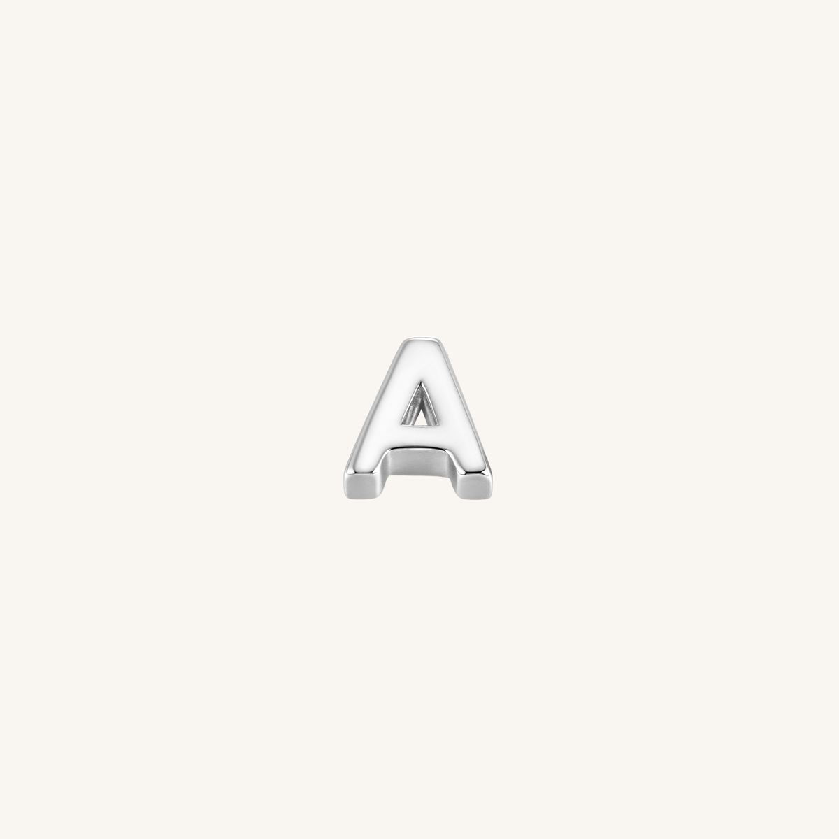 Letter A charm in silver