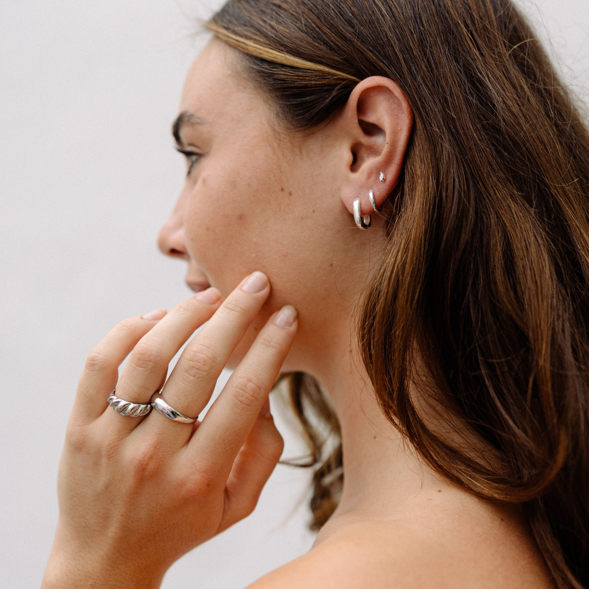 Aston Hoops Thick Silver Earrings - 925 Sterling Silver
