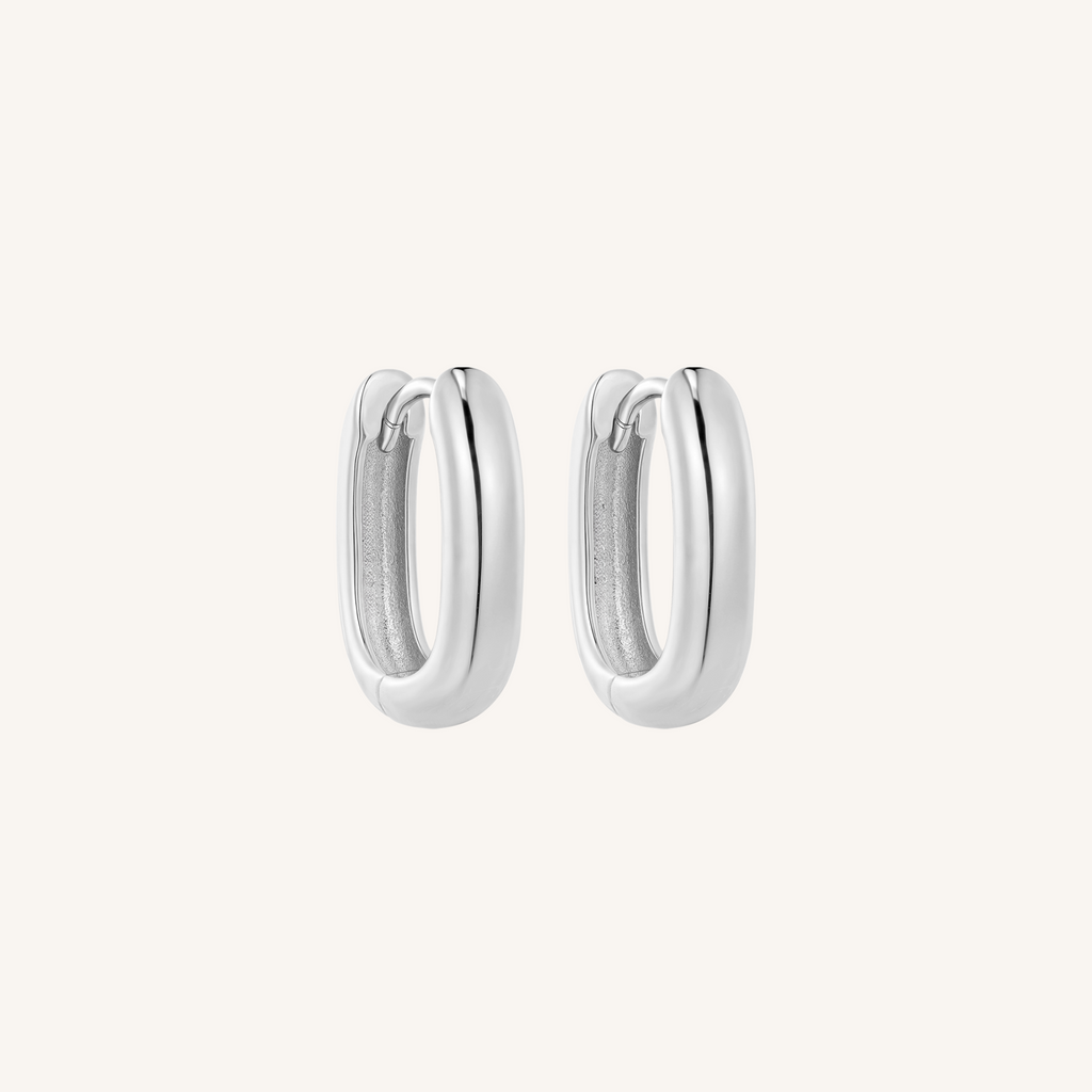 Aston Hoops Thick Silver Earrings - 925 Sterling Silver