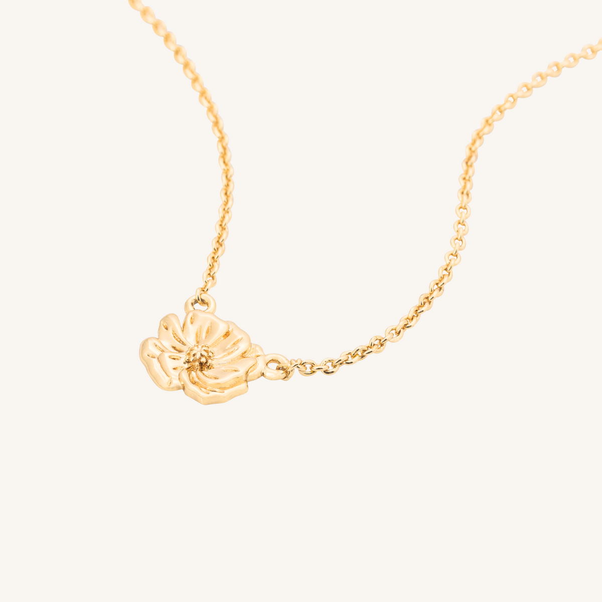 August Birth Flower Necklace | Poppy - 14k Gold Filled