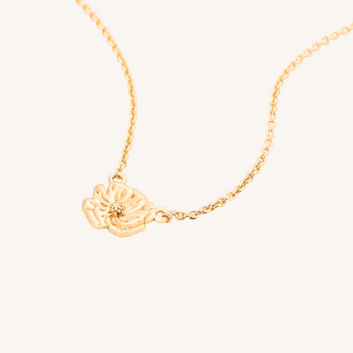 August Birth Flower Necklace | Poppy - 14k Gold Filled