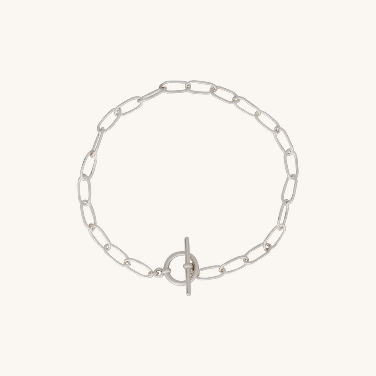 Silver paperclip chain with toggles clasps