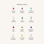 Birthstone charm list in silver