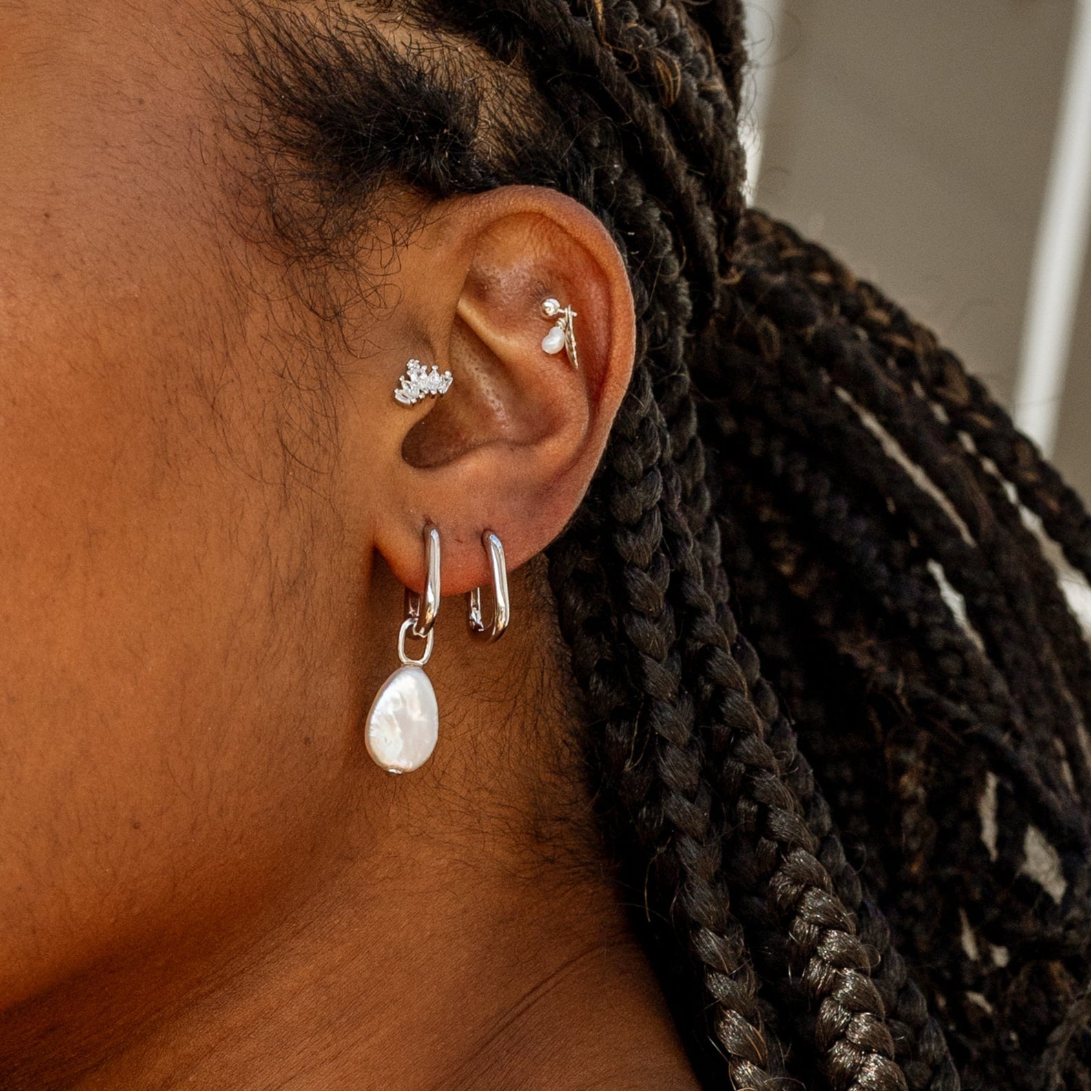 Chloe Freshwater Pearl Earring - Silver