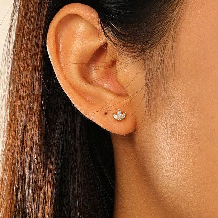 model wearing Cosmic Love Barbell Earring gold