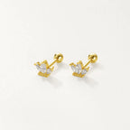 Cosmic Love Barbell Earring in gold on white background.