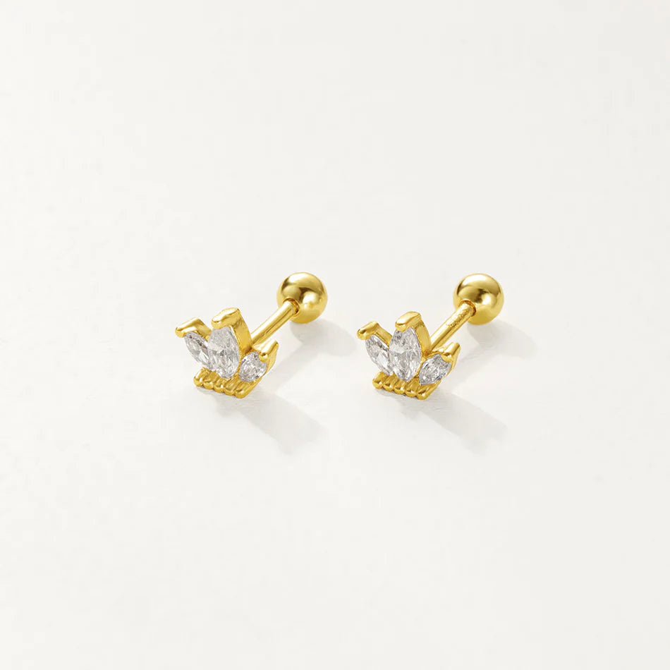 Cosmic Love Barbell Earring in gold on white background.
