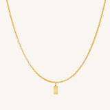 Engravable Rectangle Charm Necklace - Gold