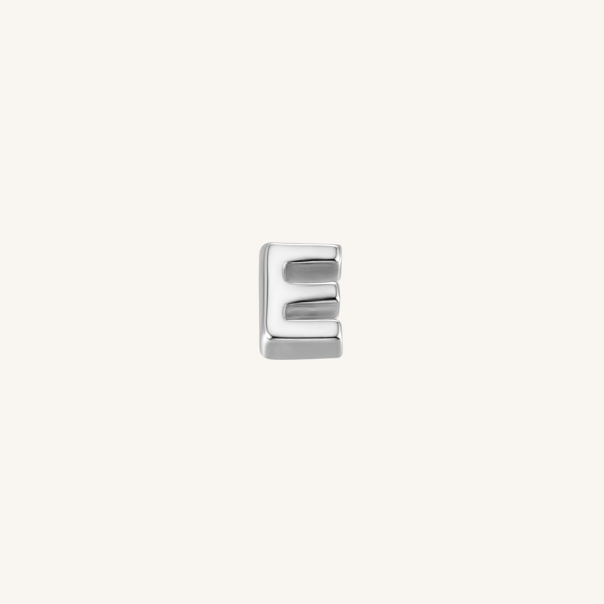 Letter E charm in silver