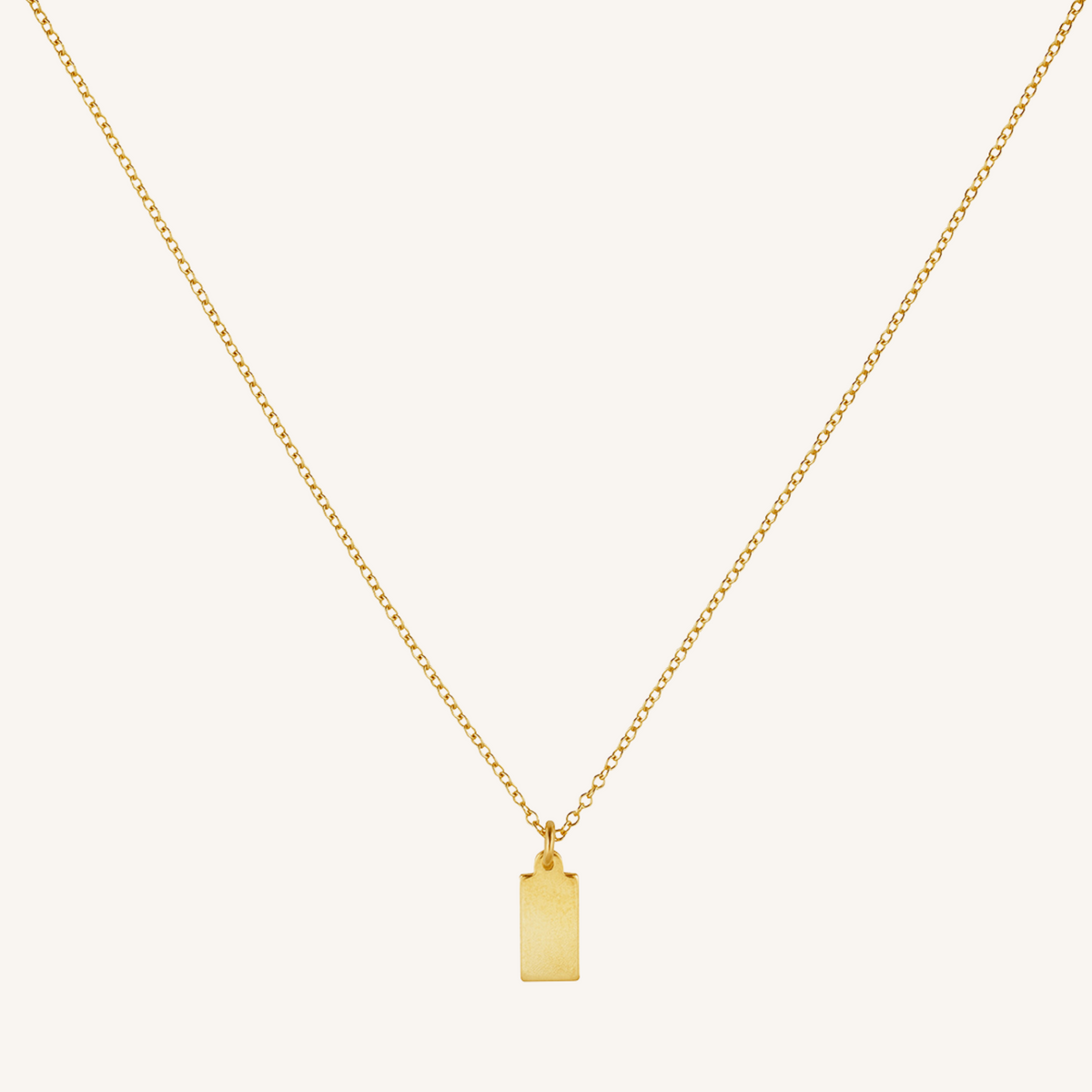 Engravable Rectangle Charm Necklace - Gold