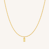 Engravable Rectangle Charm Necklace - Gold