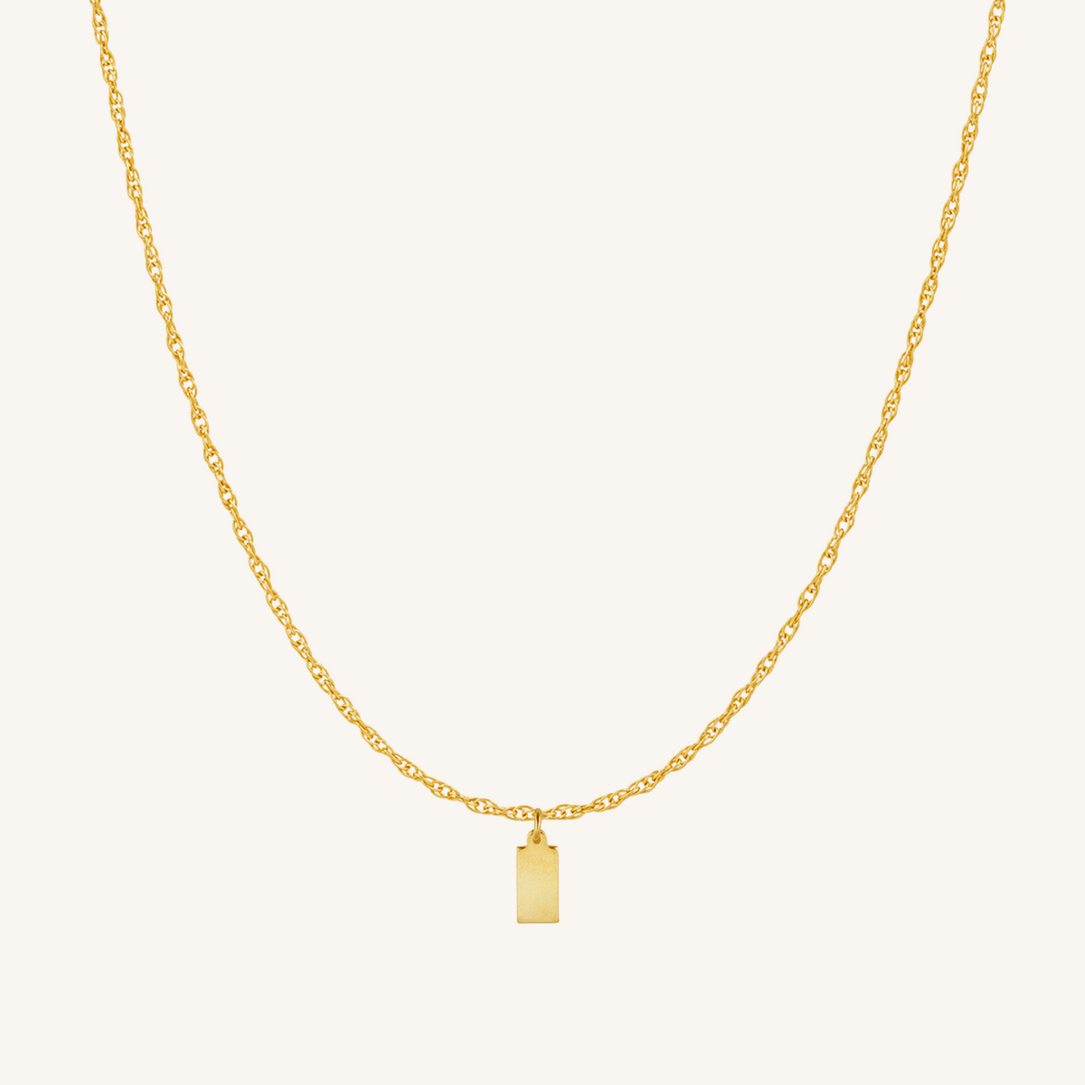 Engravable Rectangle Charm Necklace - Gold