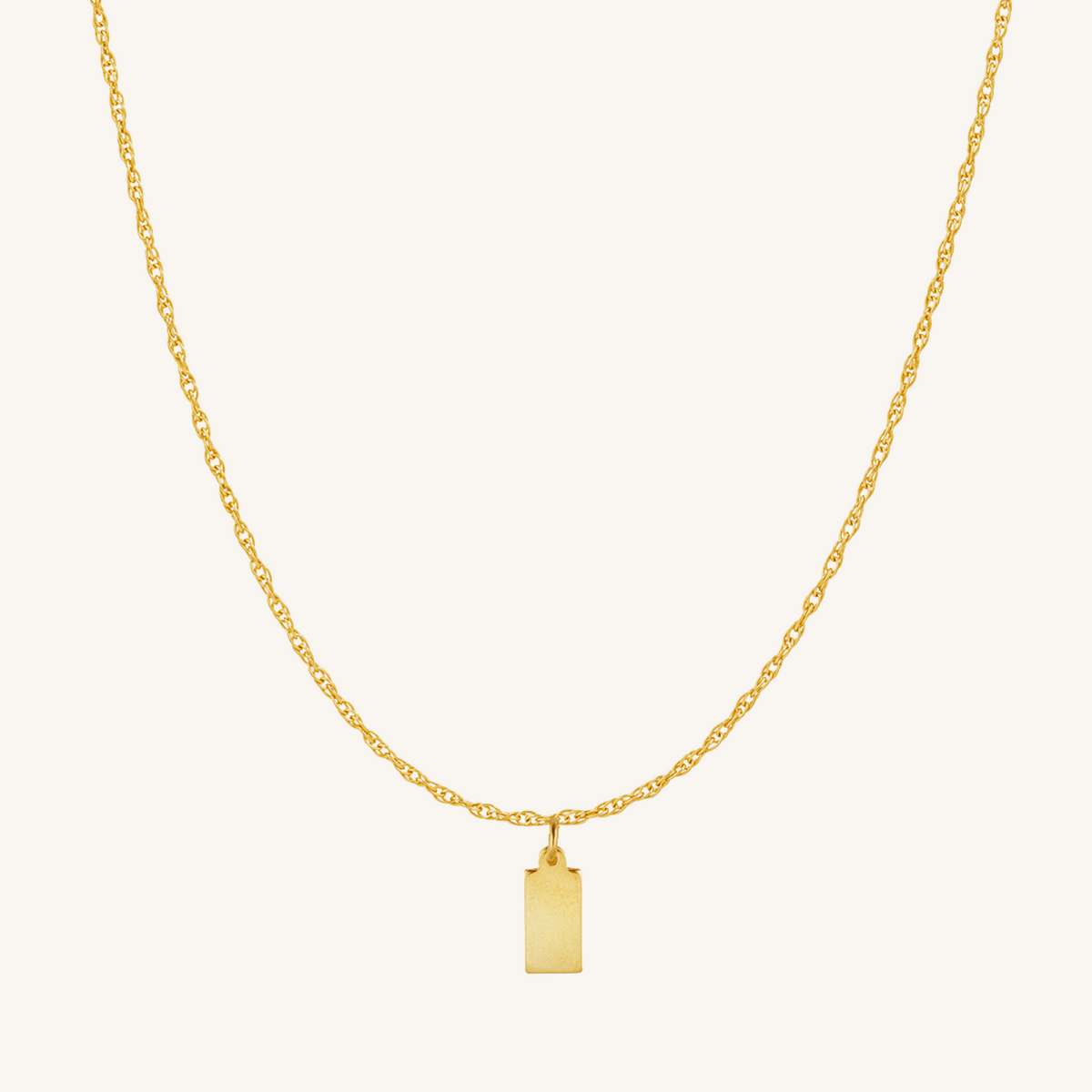 Engravable Rectangle Charm Necklace - Gold