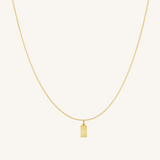 Engravable Rectangle Charm Necklace - Gold