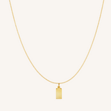 Engravable Rectangle Charm Necklace - Gold