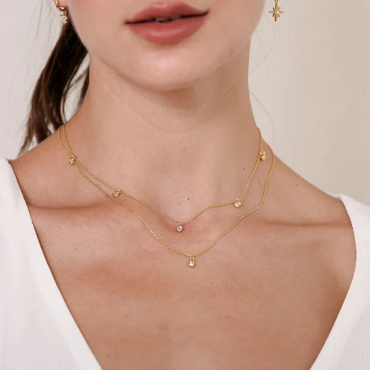 model wearing Falling Star Necklace