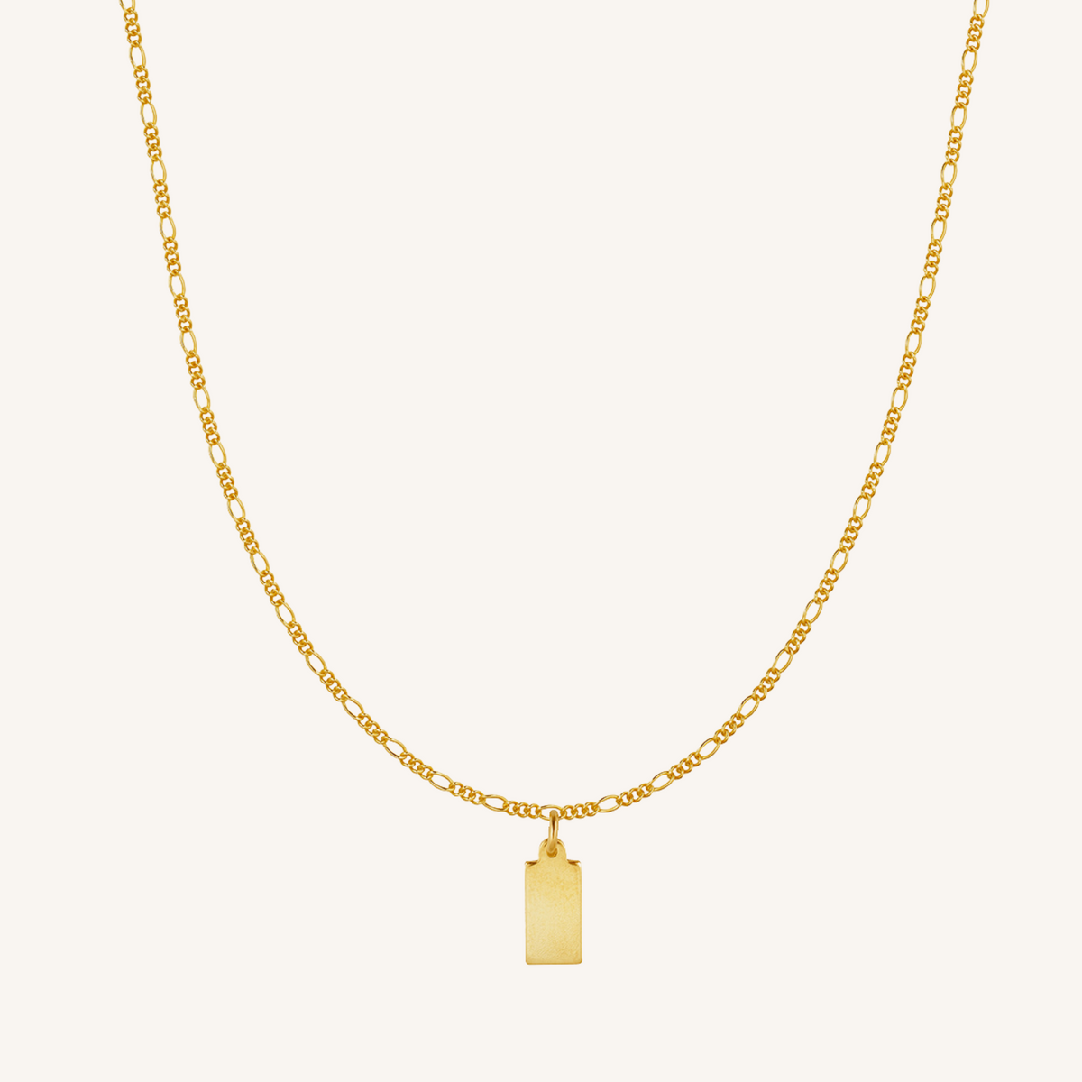 Engravable Rectangle Charm Necklace - Gold