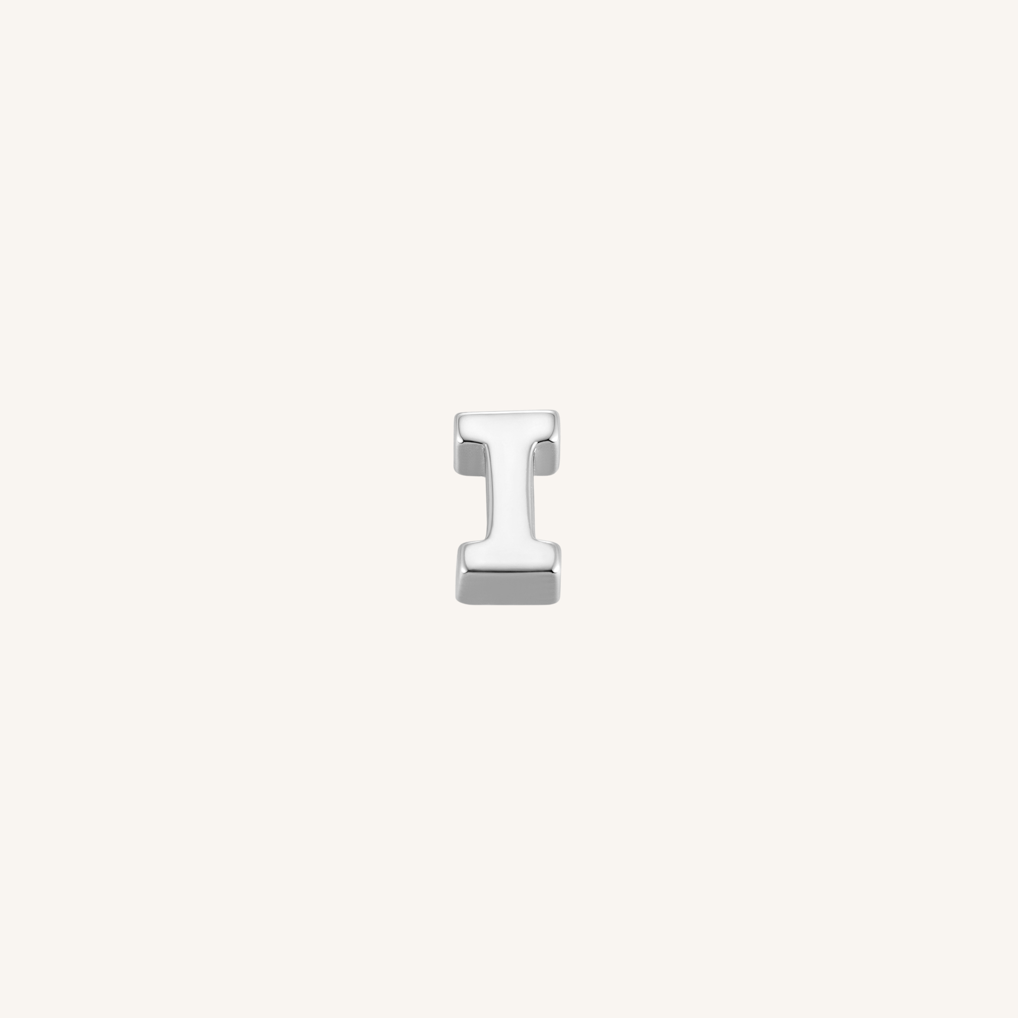 Letter I charm in silver