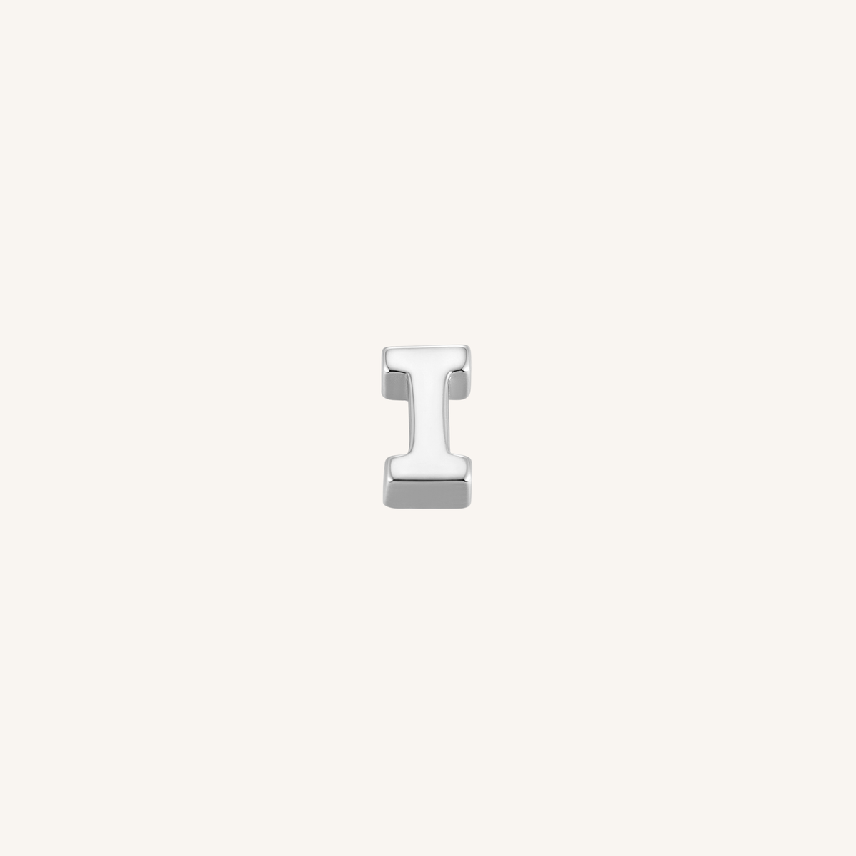 Letter I charm in silver