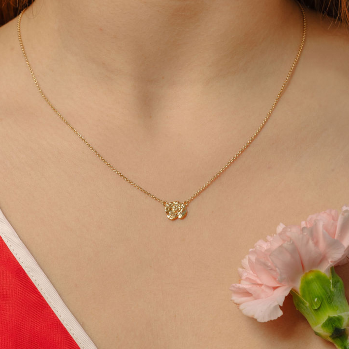 January Birth Flower Necklace | Carnation - 14k Gold Filled
