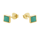 Lara Malachite Square Earrings in Gold