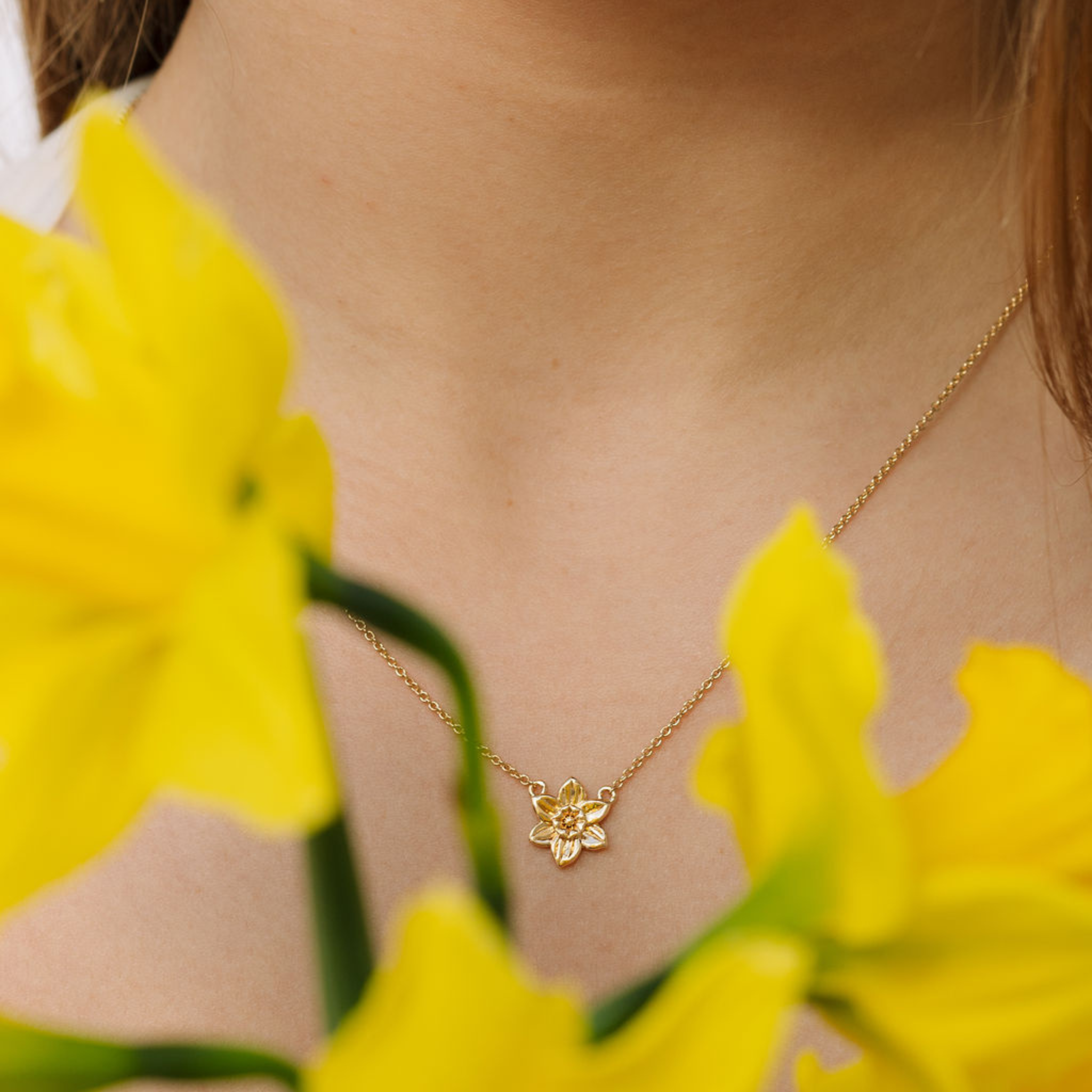 March Birth Flower Necklace Daffodil