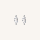 Marquis Flat Back Earrings – 925 Sterling Silver Threaded Studs