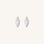 Marquis Flat Back Earrings Threaded Studs - 925 Sterling Silver