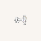 Marquis Flat Back Earrings – 925 Sterling Silver - SINGLE