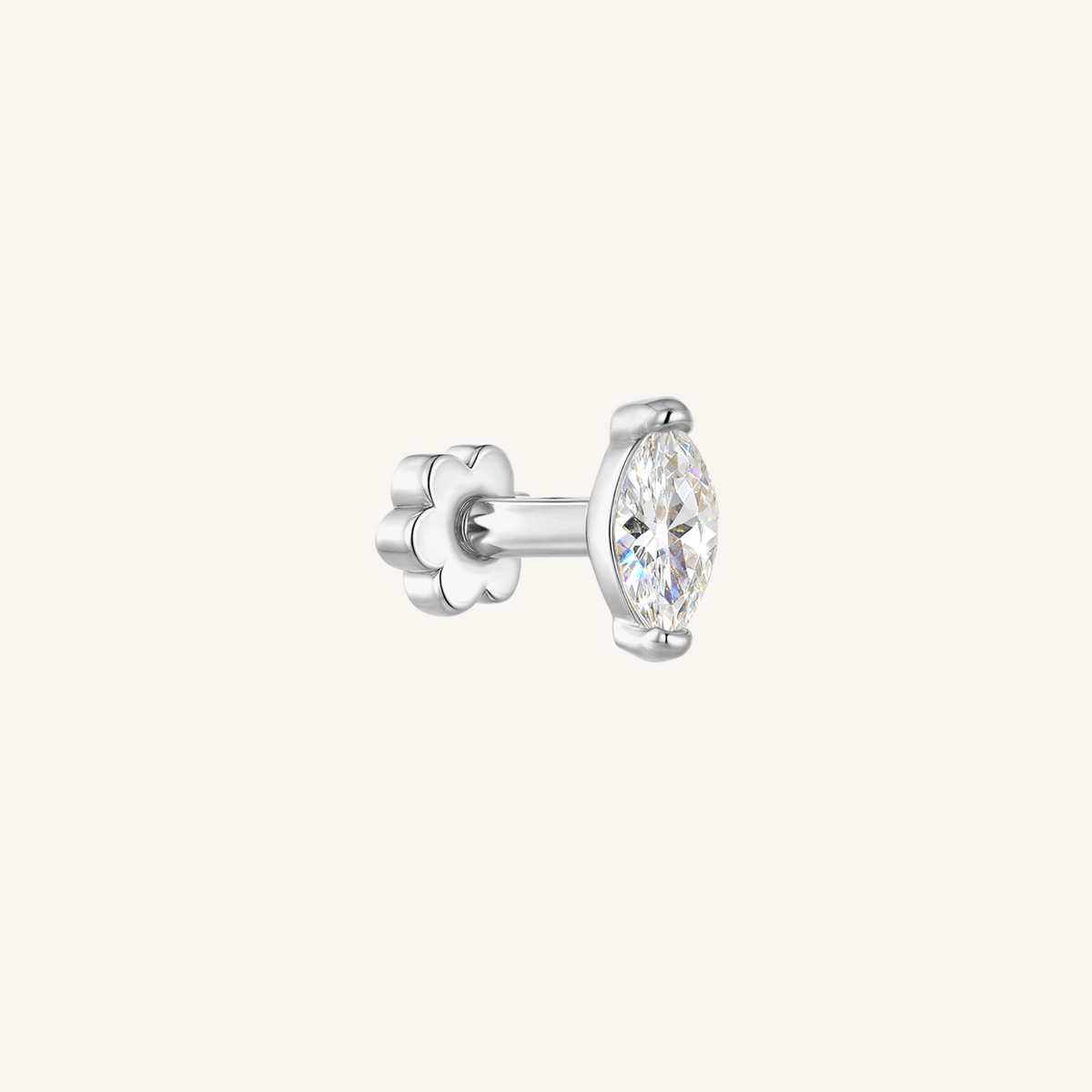 Marquis Flat Back Earrings | SINGLE - 925 Sterling Silver