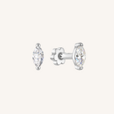 Marquis Flat Back Earrings – 925 Sterling Silver Threaded Studs