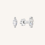 Marquis Flat Back Earrings Threaded Studs - 925 Sterling Silver