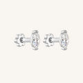 Marquis Flat Back Earrings Threaded Studs - 925 Sterling Silver