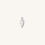 Marquis Flat Back Earrings – 925 Sterling Silver - SINGLE