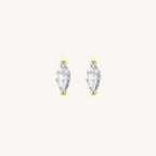 Marquis Flat Back Earrings Threaded Studs - 14k Gold Filled