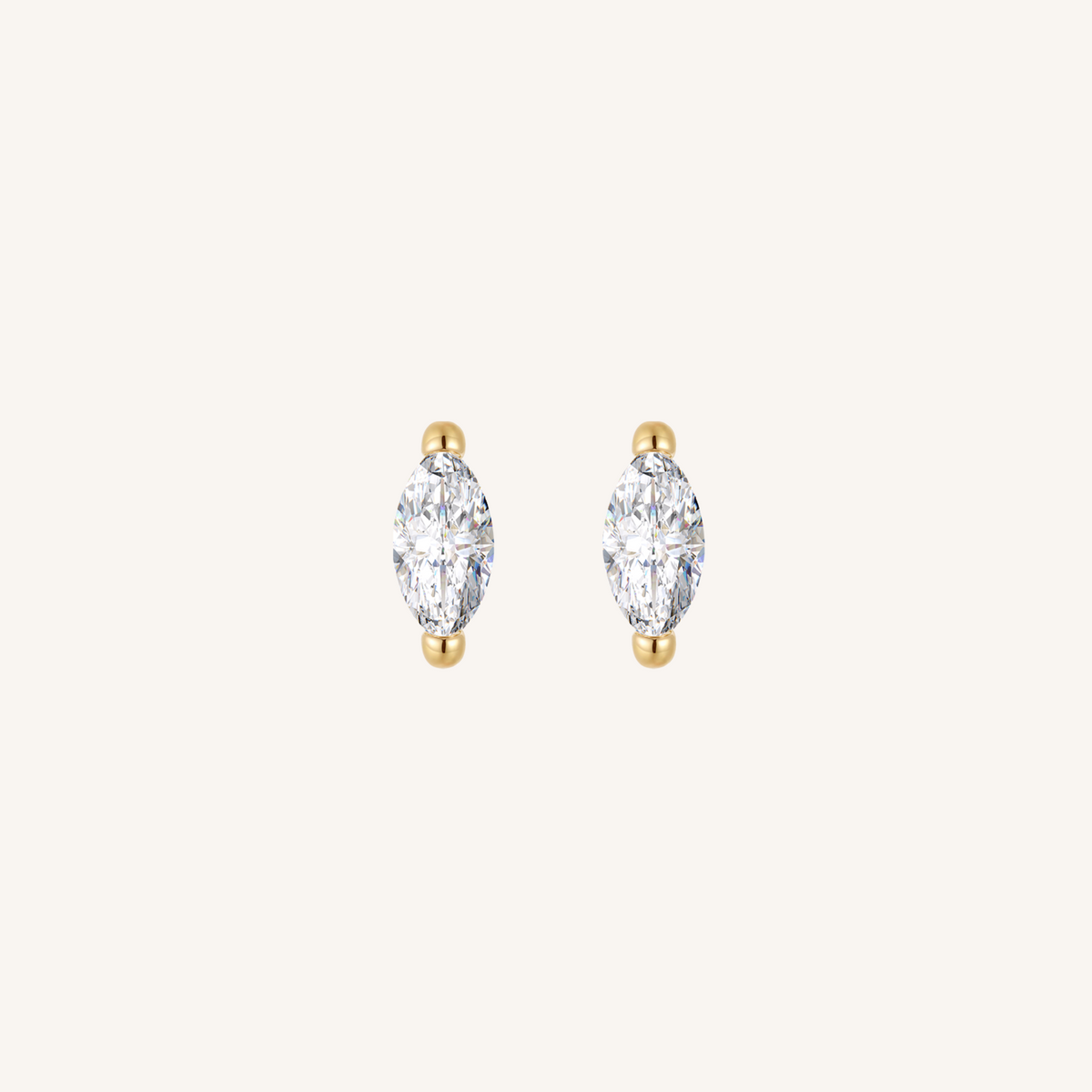 Marquis Flat Back Earrings Threaded Studs - 14k Gold Filled