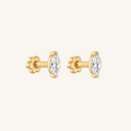 Marquis Flat Back Earrings Threaded Studs - 14k Gold Filled