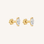 Marquis Flat Back Earrings Threaded Studs - 14k Gold Filled